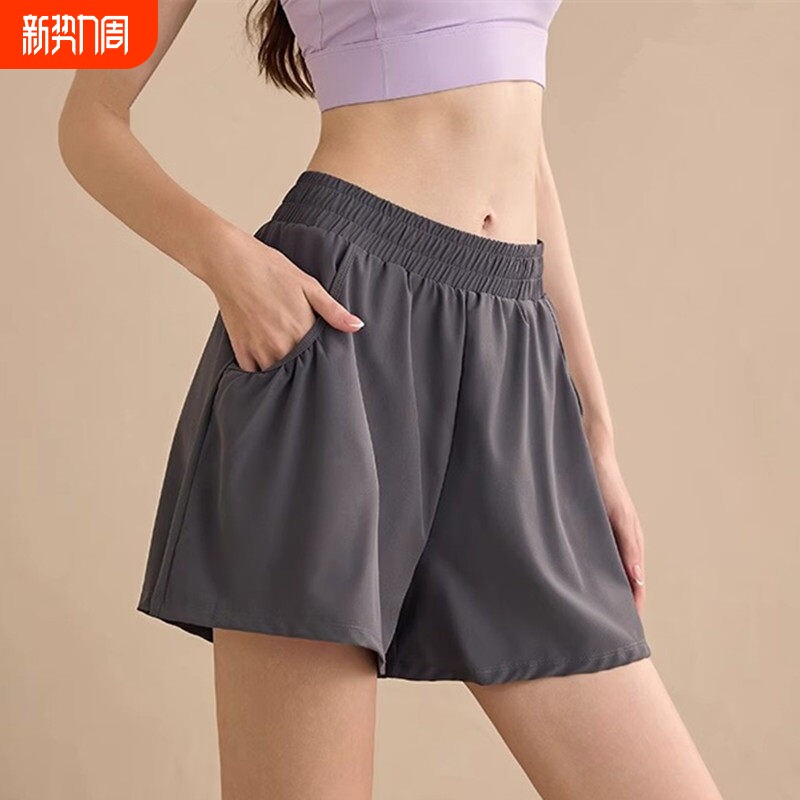 防走光假两件运动短裤女速干透气防走光跑步训练瑜伽服大码健身裤