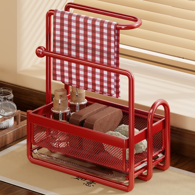厨房抹布架多功能水槽沥水置物篮家用台面洗碗布海绵窄边收纳筐子