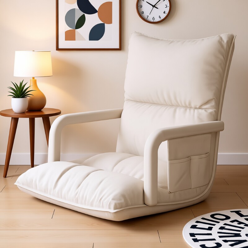 榻榻米坐垫懒人沙发床上靠背椅卧室阳台可躺可睡小沙发奶油折叠