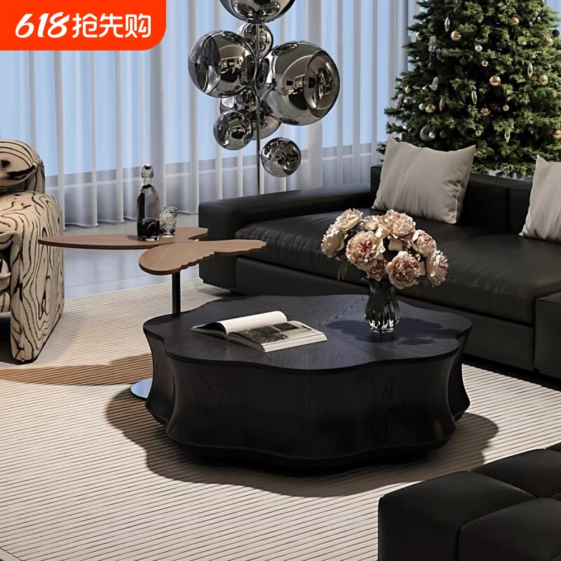 意式极简异形睡莲茶几客厅家用小众设计师款现代简约花瓣茶几组合