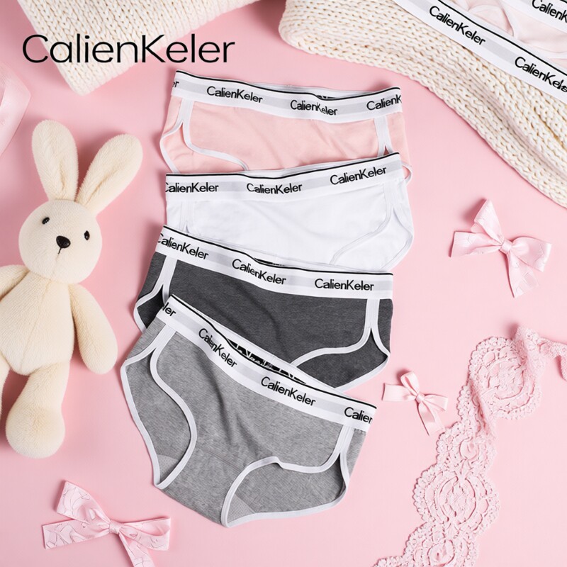 内裤CALIENKELER纯棉女士透气夏季女生三角裤棉质一片式中腰黑色