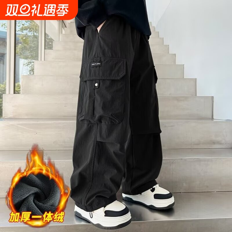 男童裤子秋冬款2025新款加绒长裤休闲运动工装裤中大童童装春秋潮
