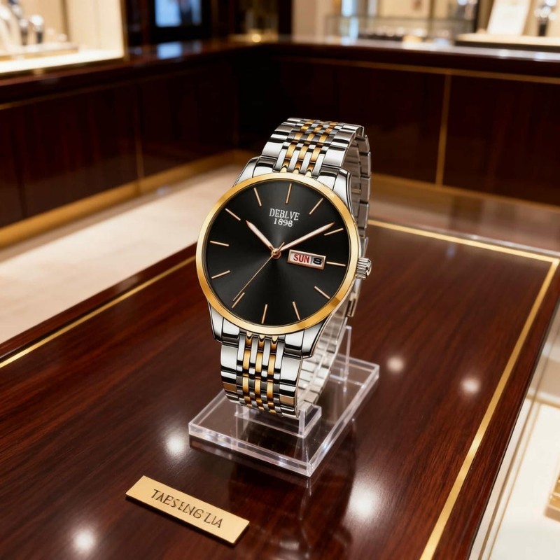 全自动男表手表男款机械风全自动防水数字双日历防水腕表男高级感