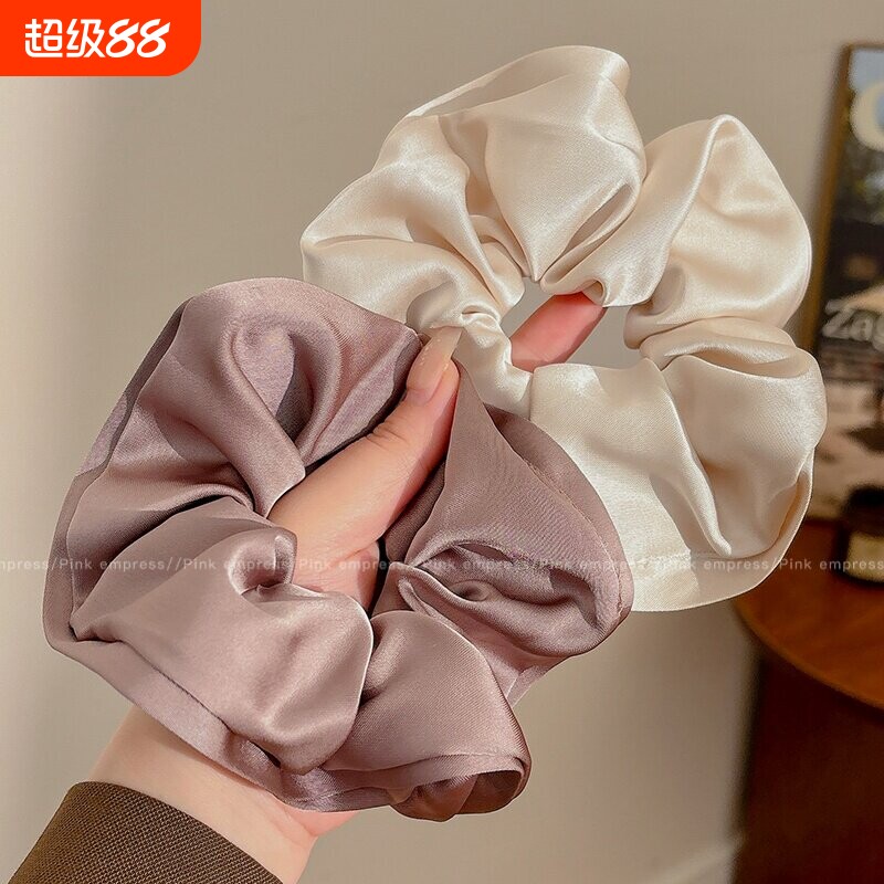 新款欧美设计缎面大肠发圈韩系肥肠头花亲肤头绳花苞发饰韩式黑色