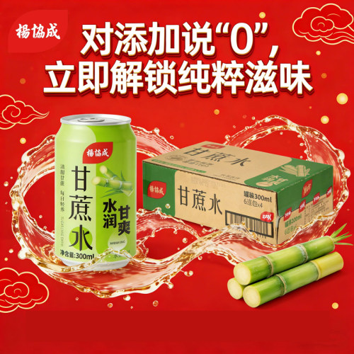 杨协成植物饮料甘蔗水300ml*24罐烧烤甘蔗汁饮品清凉柠檬解渴清爽