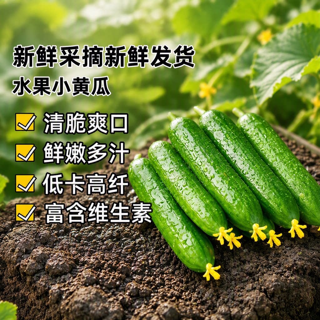 水果黄瓜新鲜小黄瓜脆嫩生吃时令蔬菜整箱包邮自提生鲜现摘自种