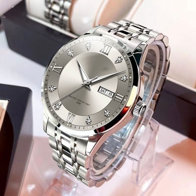 全自动男表手表男款机械风全自动防水数字双日历防水腕表男高级感