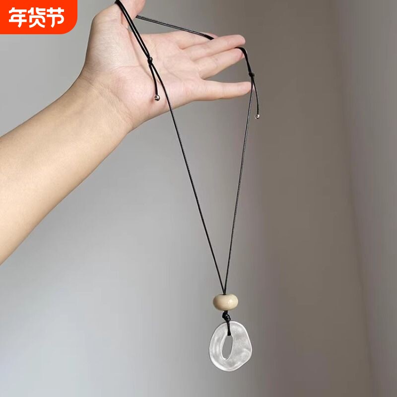 韩系极简银色几何不规则长款项链配饰女简约小众设计感百搭毛衣链