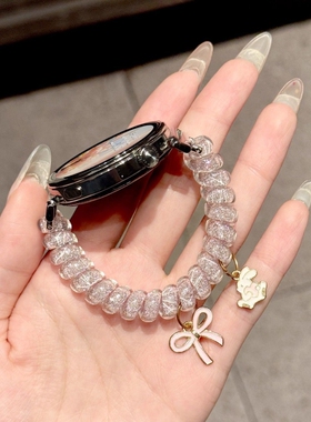 【闪粉弹力发圈】适用华为gt6/5表带电话线可爱小兔5pro蝴蝶结挂饰gt3/gt2轻奢watch5小米s4智能运动配件18mm