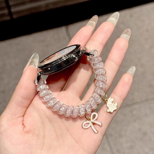 【闪粉弹力发圈】适用华为gt6/5表带电话线可爱小兔5pro蝴蝶结挂饰gt3/gt2轻奢watch5小米s4智能运动配件18mm