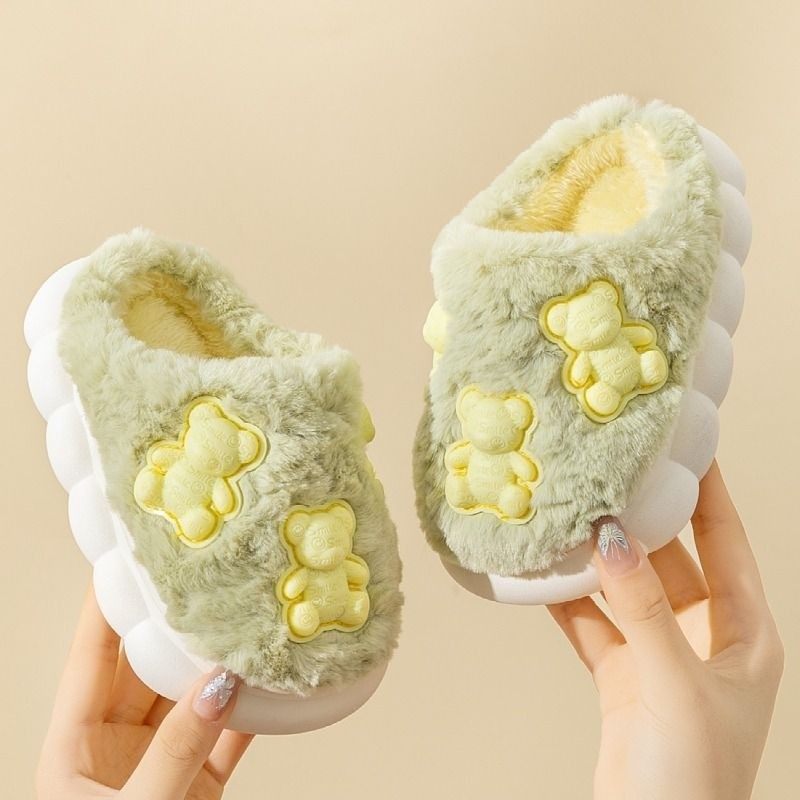 防滑儿童棉拖鞋男女童亲子可爱卡通加厚冬季室内宝宝居家毛毛拖鞋