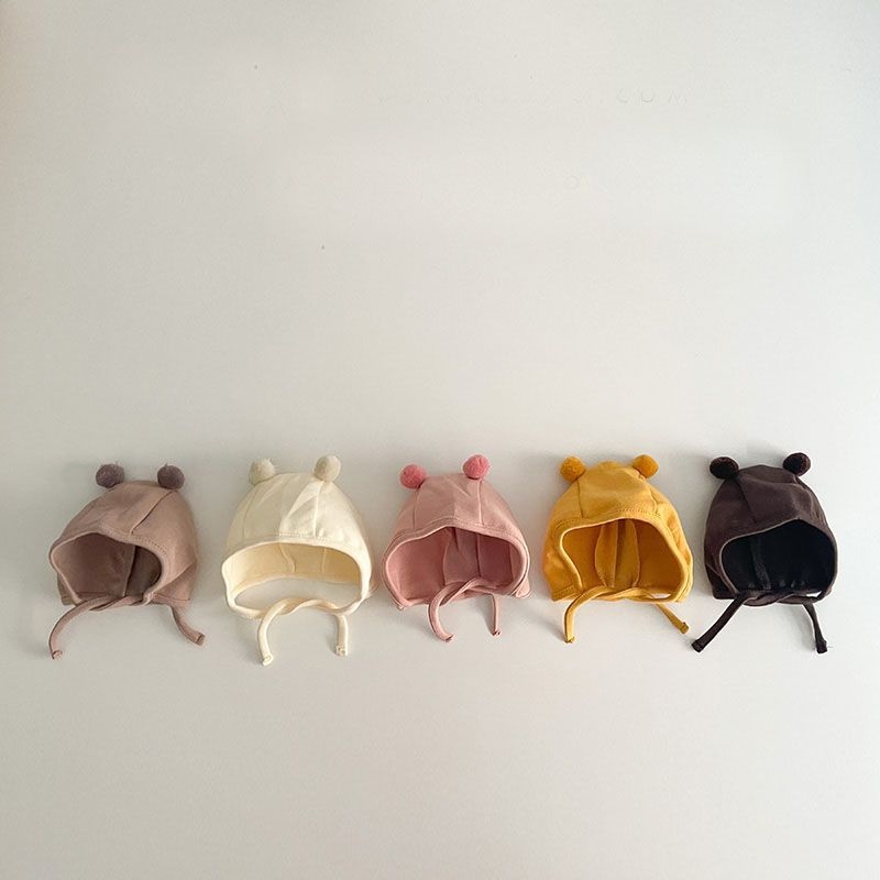宝宝帽子春秋护耳帽新生儿胎帽婴幼儿可爱超萌秋季系带套头帽