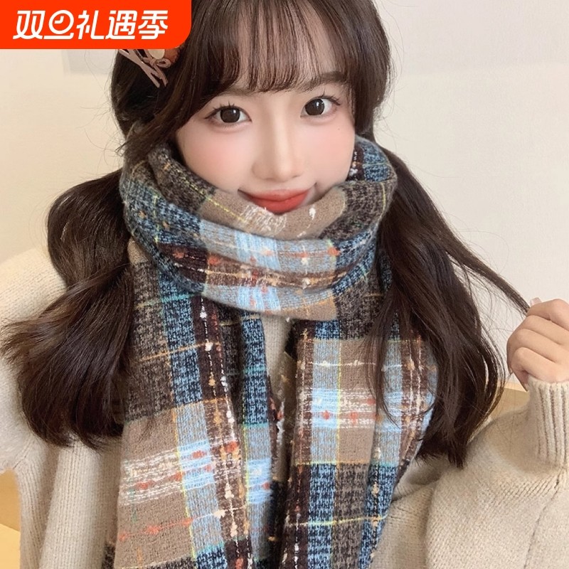 新款ins井字格子围巾男女冬韩版百搭保暖学生韩系氛围感港风围脖