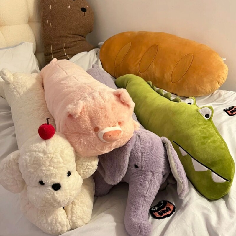 狗狗长条抱枕可爱河马公仔兔子毛绒玩具猫咪床上女生夹腿侧睡玩偶