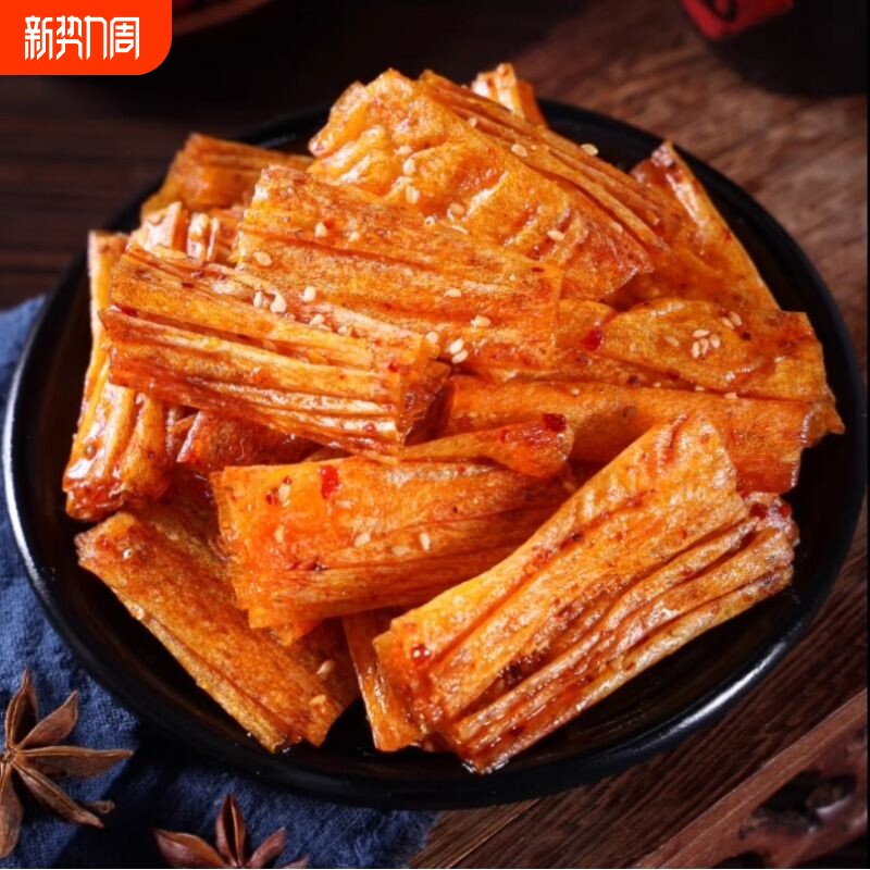 香辣豆腐皮手撕麻辣手工豆卷辣条辣片休闲零食小吃美味辣味混合