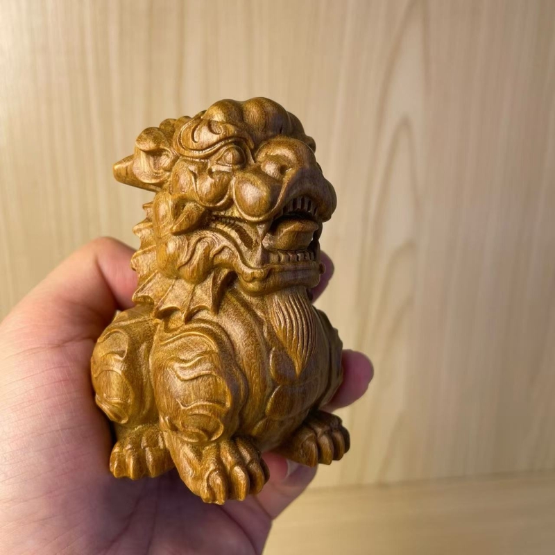工艺品书房木雕麒麟家居文玩玄关摆件