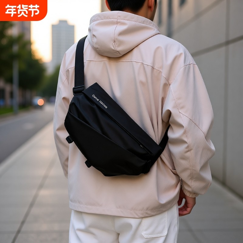 斜挎包男邮差包女磁吸扣运动背包单肩包大容量胸包腰包防水实用