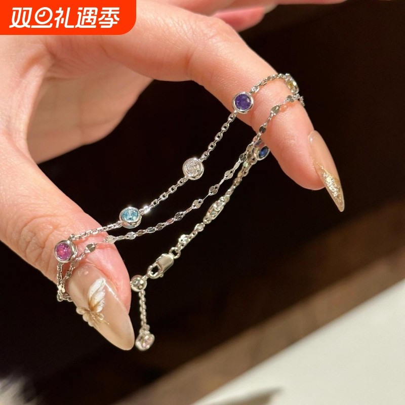 双层彩色多巴胺泡泡钻手链甜酷超仙可爱轻奢时尚百搭高级感手饰品