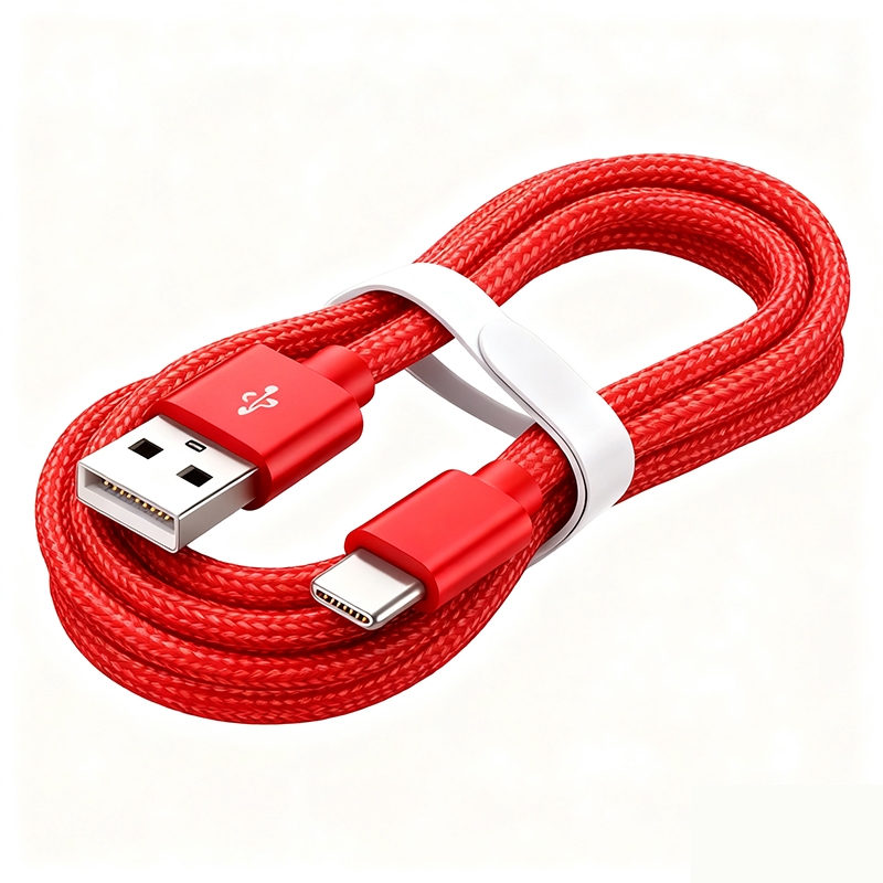 typec数据线100W快充适用华为荣耀红色编织1米单条装