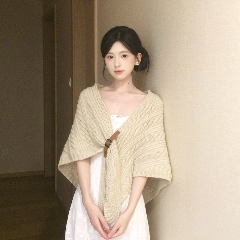 三角针织披肩女外搭2025秋冬季新款高级感配裙子两用围巾开衫外套