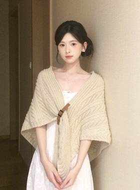 三角针织披肩女外搭2025秋冬季新款高级感配裙子两用围巾开衫外套