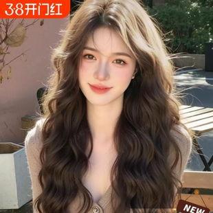 不用戴发网假发女长卷发含真发慵懒感修颜水波纹免发网头顶假发片