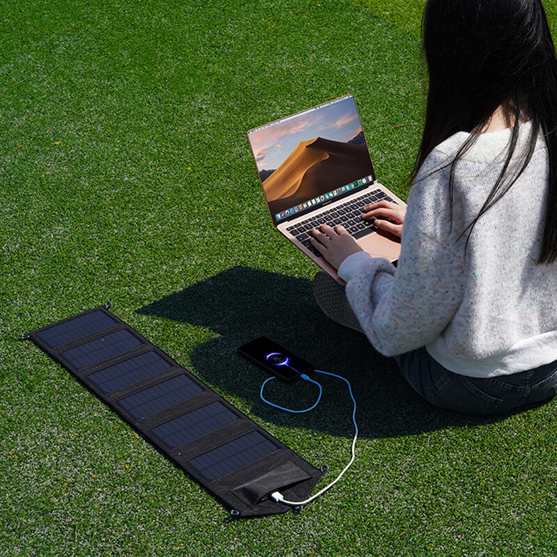 户外移动电源太阳能充电板12v车载蓄电池快充电宝便携折叠发电器