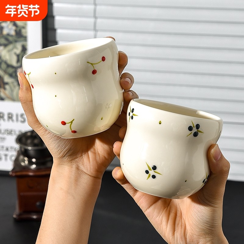 水果茶杯手握杯甜品冰淇淋杯陶瓷咖啡杯拉花杯复古创意下午茶精致,餐饮具,咖啡杯,淘宝优惠券,粉丝福利购,淘宝优惠卷