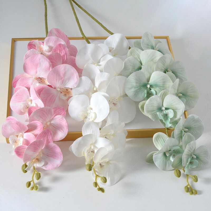 仿真花蝴蝶兰手感过胶单支干花饰假花客厅餐桌摆设摆放兰花批发