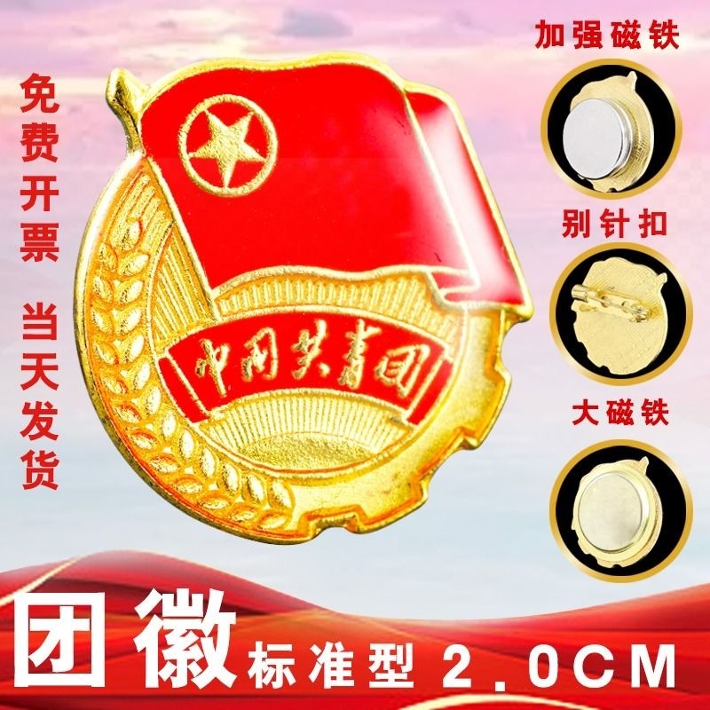 团徽2cm标准款共青团胸针学生用别针式大磁铁扣共青团员批发学校中