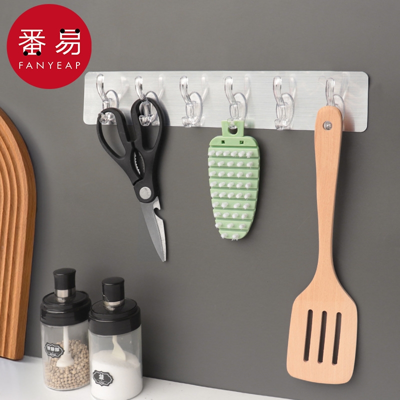 粘钩/联排AC1sn0-连排挂钩六联粘胶免打孔门后可用家用粘钩