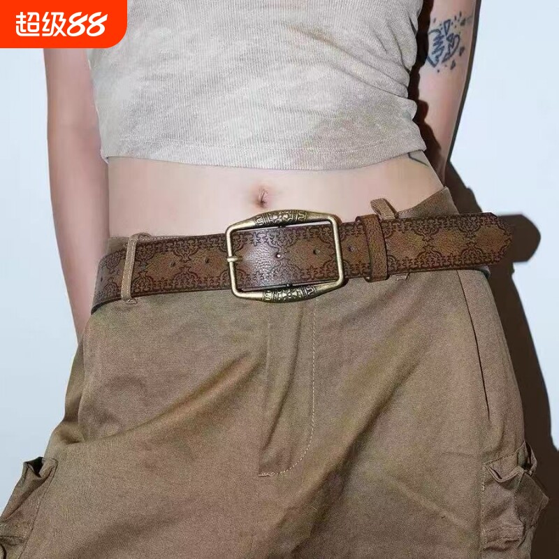 新款ins女士百搭高级红色皮带休闲学生时尚裤带腰带牛仔裤装饰