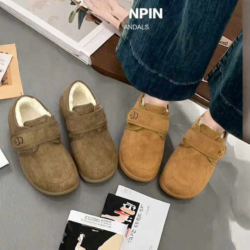 棉拖鞋低帮魔术贴加绒雪地靴女秋冬新款短靴百搭棉鞋时尚保暖休闲