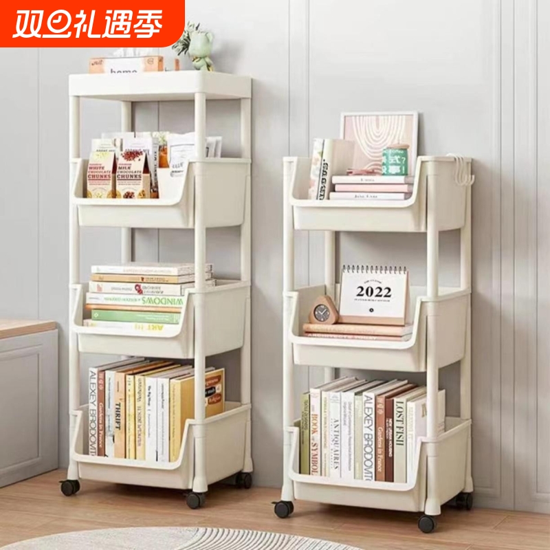 可移动书架带轮置物架落地桌面儿童玩具收纳家用客厅卧室简易书柜