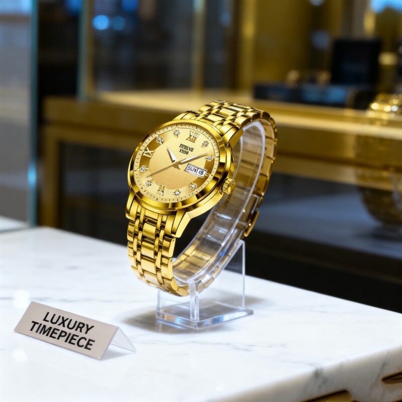 正品瑞士2024新款手表男士全自动机械风防水精钢带双日历男表夜光