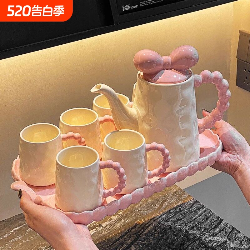 奶油风水杯家用一套整套客厅茶几高级感陶瓷杯子茶具杯具套装礼盒