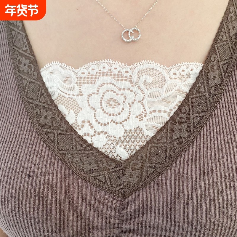 假领子百搭女假领防走光抹胸蕾丝裹胸低领遮胸挡薄款潮白色黑色