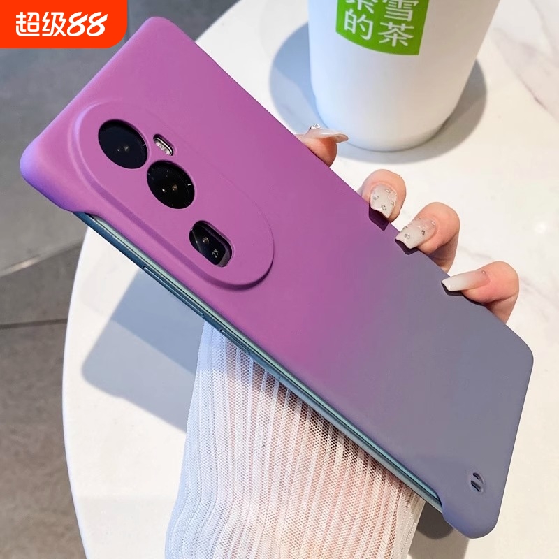 肤感渐变双色适用OPPOreno14手机壳reon13pro半包无边框 Reno12Pro新款女款个性创意reno12超薄硬壳oppo保护
