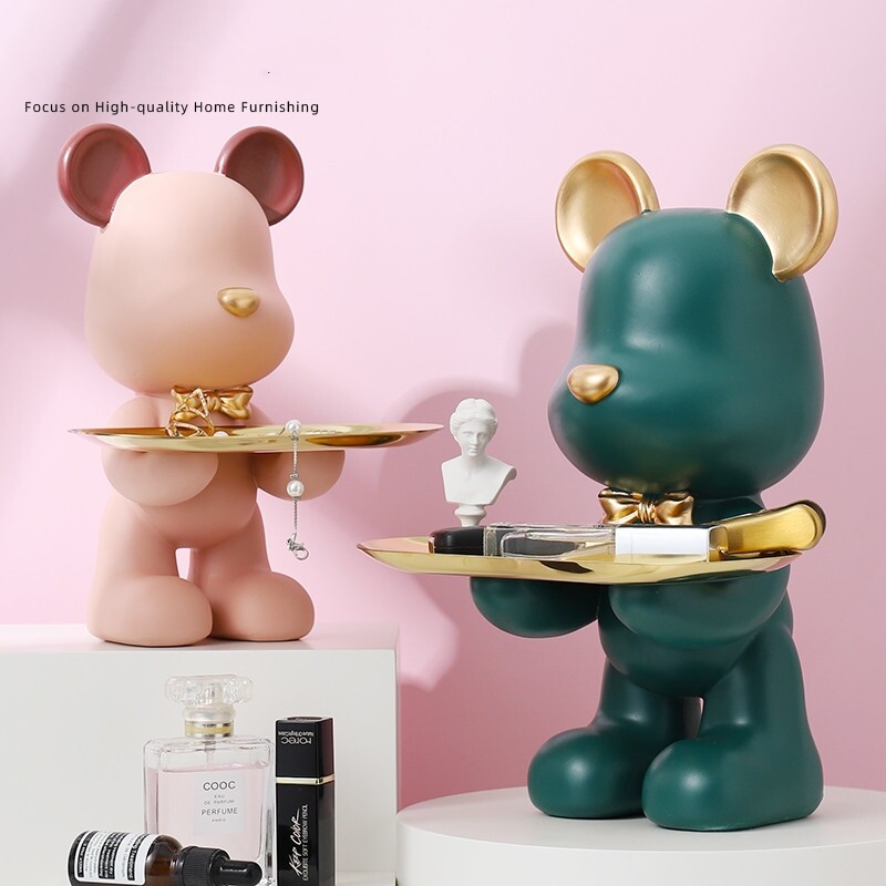 暴力小熊入户玄关钥匙收纳摆件进门鞋柜客厅餐厅果盘乔迁新居礼品