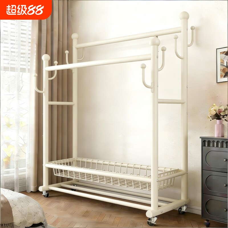简易晾衣架落地家用阳台挂衣架衣帽架子宿舍晾晒衣杆房间结实双杆