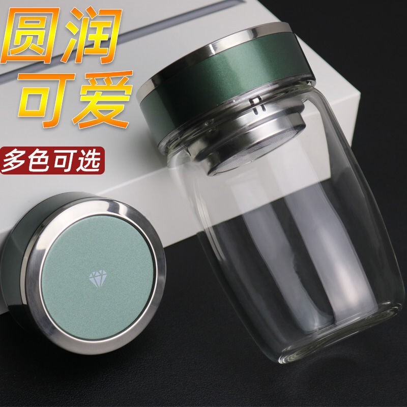 矮胖单层玻璃杯加厚鹅蛋杯玻璃茶杯拾滤网水杯耐高温高硼硅大容量