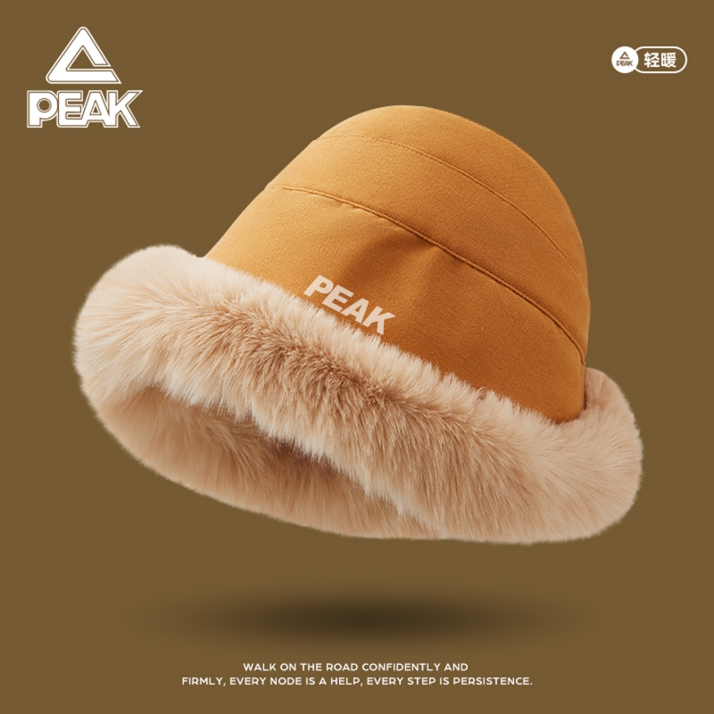 匹克冬季保暖女士渔夫帽加绒加厚显脸小盆帽骑车护耳帽子骑行防寒