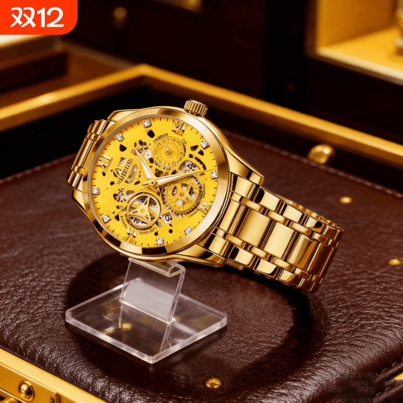 瑞士同款青少年初高中学生手表男款简约潮流全自动机械防水石英表