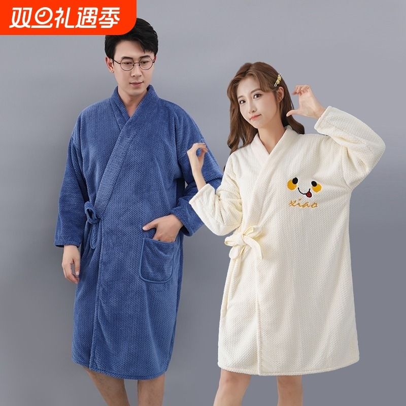 浴巾式浴袍女款男款情侣一对洗澡睡袍四季通用可穿可裹吸水不掉毛