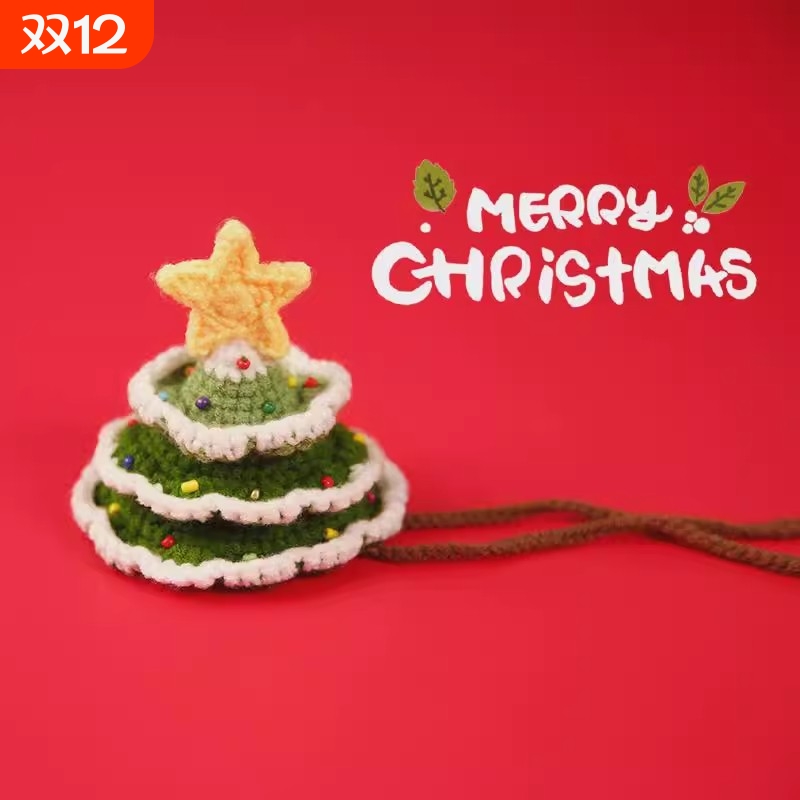 猫咪圣诞节帽子项圈围兜狗狗饰品衣服编织装扮宠物圣诞帽围巾围脖