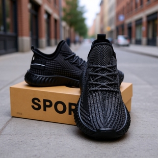 春季 椰子男鞋 网面运动休闲黑色软底潮鞋 透气防臭2025新款 防滑 夏季