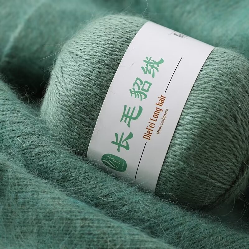 正品长毛水貂绒线机织手编中粗纯貂绒毛线14s/2宝宝围巾线6+6