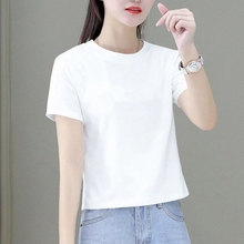 纯棉白色短袖t恤女夏季新款高腰短款设计感小众纯色百搭洋气上衣