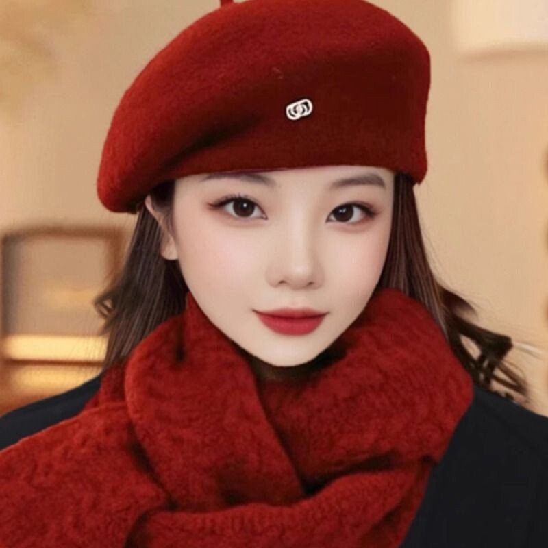 韩版气质保暖贝雷帽子女秋冬季羊毛呢时尚定型显脸小画家帽蓓蕾帽