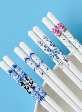 陶瓷骨瓷筷子抗菌防霉防滑景德镇高档珐琅彩筷子家用耐高温不变形